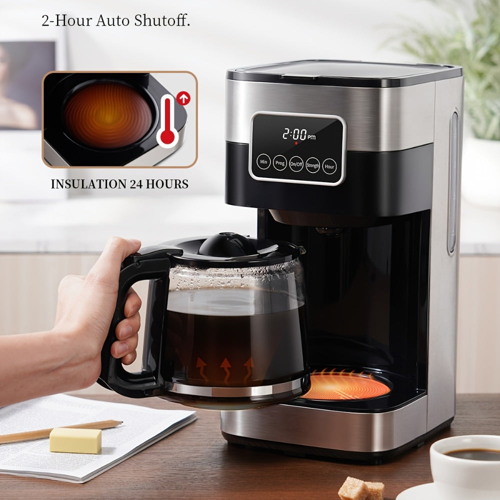 Programmable Drip Coffee Maker 10-Cup Touchscreen Pause and Serve Stainless Steel Carafe Keep Warm Auto Shut-Off for Home Kitchen Office Black