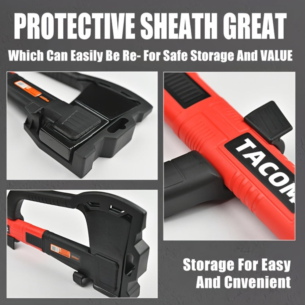 Camping Hatchet 15 Inch Splitting Axe 45 Carbon Steel with Nylon Rubber Non-Slip Handle ¨C Teflon Blade, Blade Cover & Optional Whetstone Set for Wood Chopping, Tree Cutting, Hiking Backpacking Outdoor