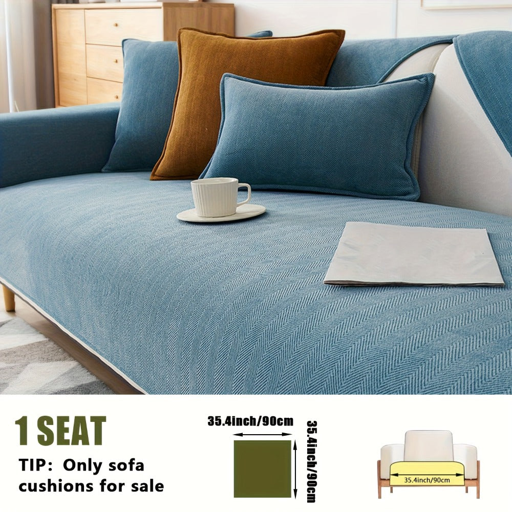Chenille Ribbed Sofa Cover - Pet Friendly Non-Slip Machine Washable Soft Stretch Slipcover for 1-4 Seater Sectional Sofa Living Room Bedroom Office, 9 Colors