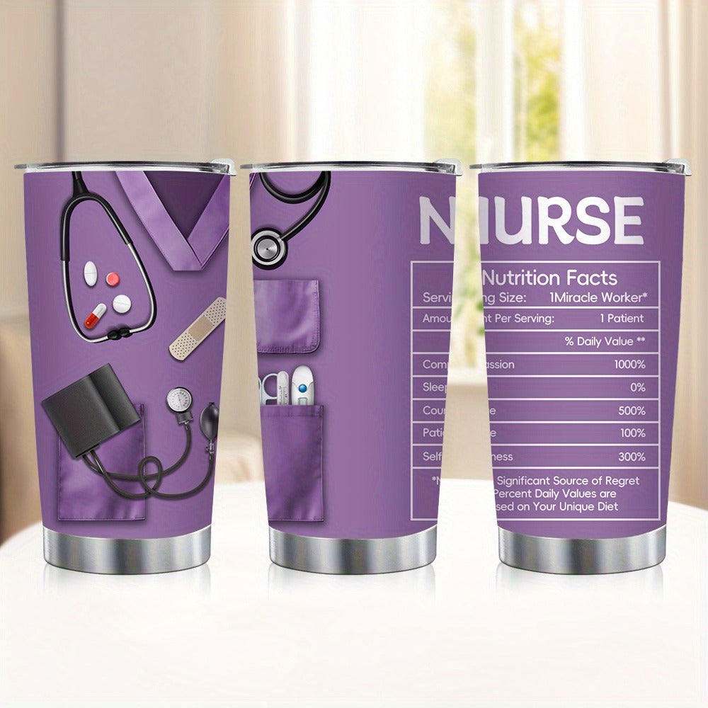 Nurse Tumbler 20oz Stainless Steel Insulated Cup with Lid and Straw - Medical Kit Design Travel Mug Nurse Gift Idea for Women Nurses Week Birthday | Rose Red Green Purple | Hot Cold Beverages