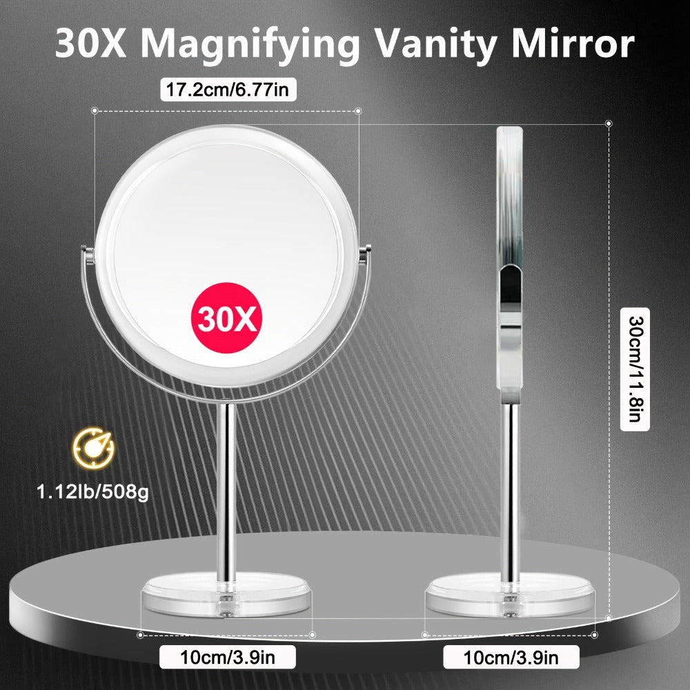 1X/30X Magnifying Makeup Mirror with Stand ¨C Double Sided 360¡ã Rotation Vanity Mirror for Travel & Home