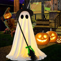 Halloween Ghost with Broom Outdoor Decoration ¨C Eerie Spooky Ghost Ornament for Porch, Yard, Garden & Lawn, Indoor & Outdoor Halloween Party Decor