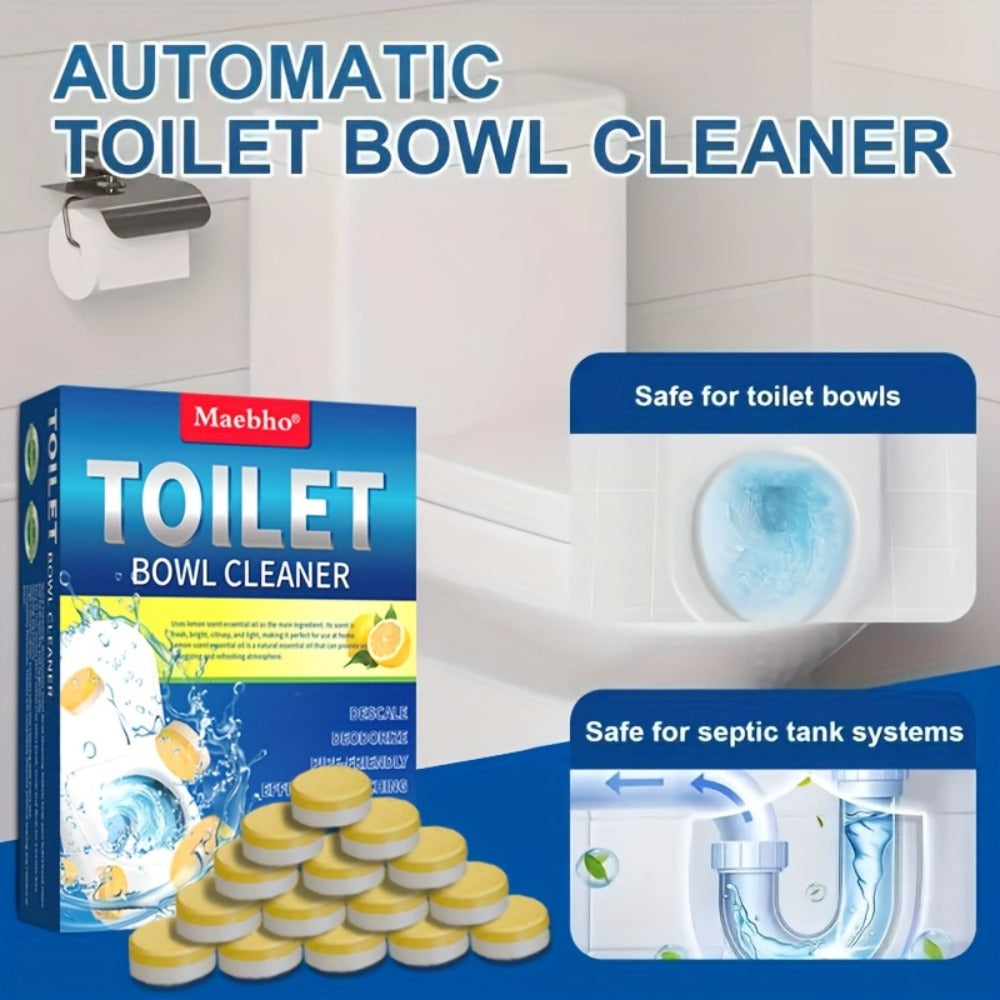 Cleaning Tablets ¨C Lemon Scented Toilet Cleaner Tablets for Stain & Urine Removal, Deodorizing Bowl Cleaner | Coffee Machine Cleaning Tablets for Deep Descaling & Stain Removal