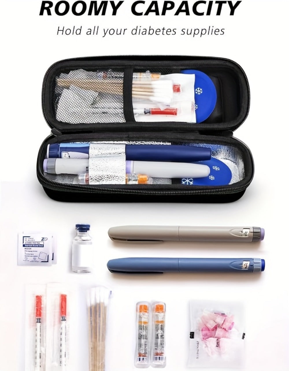 Insulin Cooler Travel Case with Temperature Display ¨C Portable Diabetic Medication Bag with 2 TSA Approved Ice Packs for Insulin Pens, Vials & Diabetic Supplies, Keeps Insulin Cold Up to 12 Hours