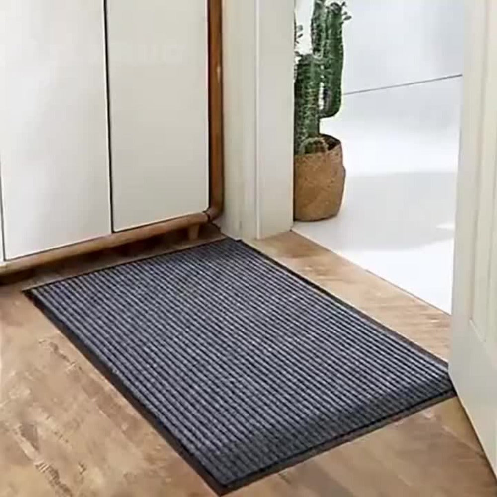 Door Mat 2-Pack Indoor Outdoor Welcome Entryway Rug Non-Slip Low Profile Polyester Floor Mat for Front Door Patio Porch Mudroom