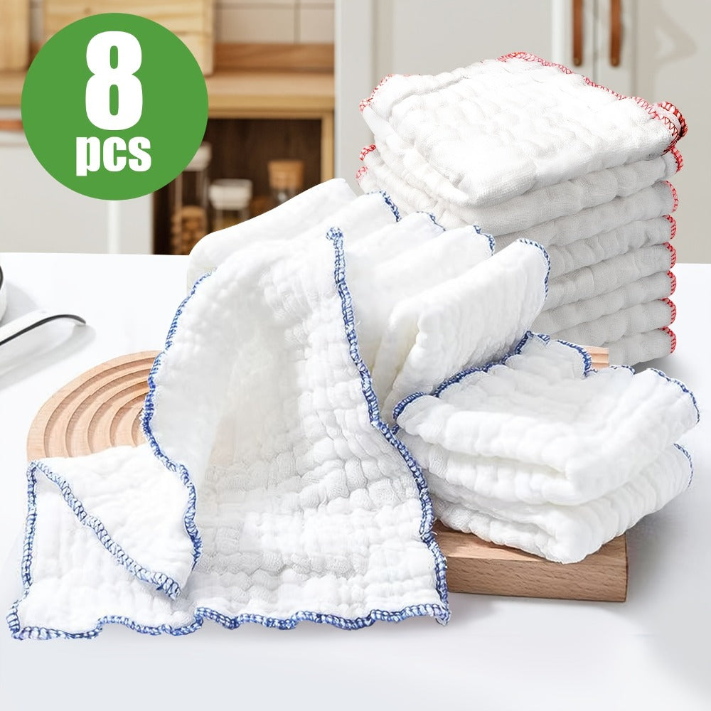 8pcs Cotton Dish Cloths Super Absorbent Reusable Kitchen Cleaning Towels Soft Dishcloths for Home Dining Room