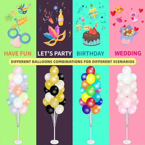 Balloon Stand Kit 63-Inch with Base | 19-Balloon Arch Holder for Birthday, Wedding, Graduation & Christmas Party Centerpiece - Sturdy PP Pole, Table & Floor Use, Easy Assembly, Durable Reusable 2pcs