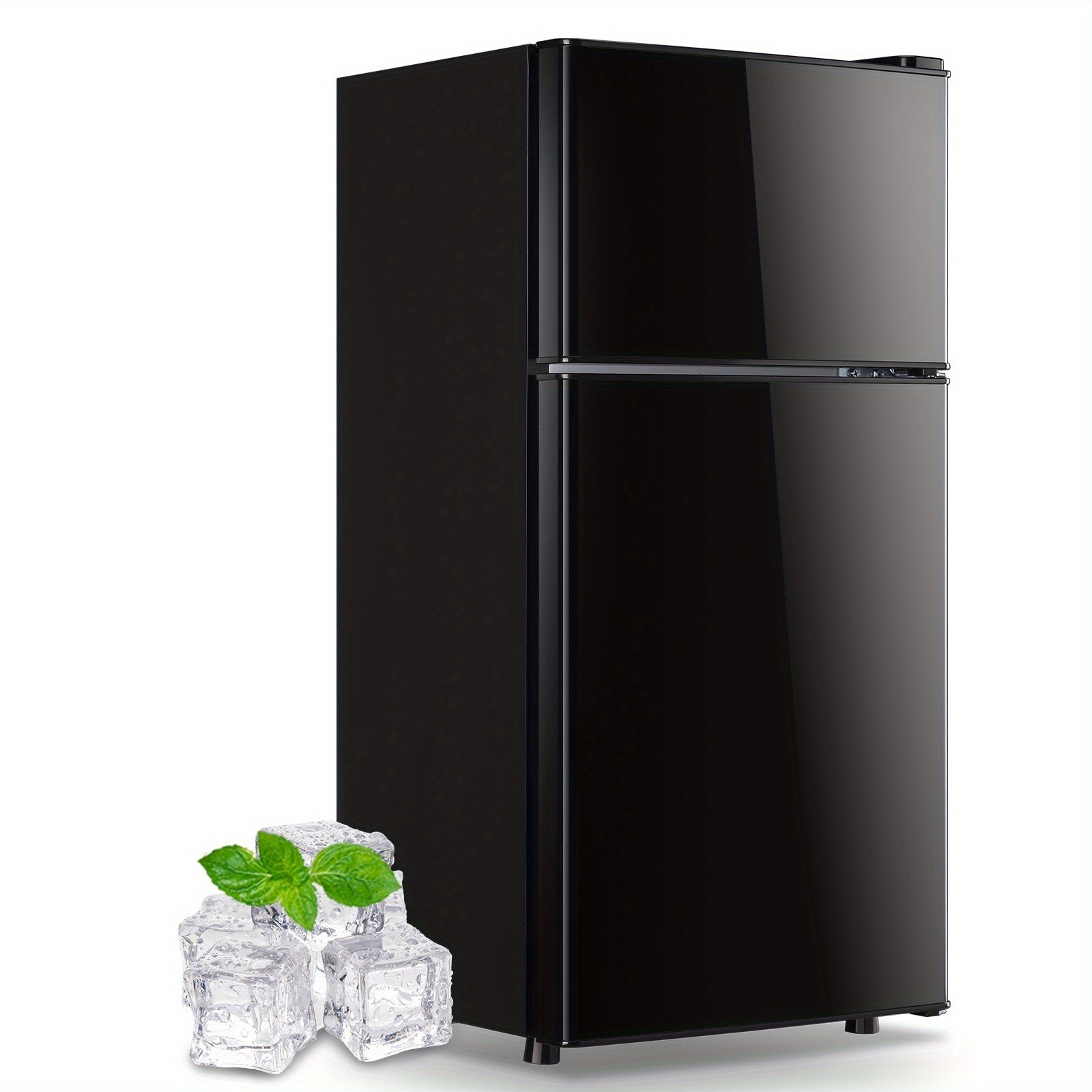 Mini Refrigerator with Freezer, 2.4 Cu Ft Double Door Small Fridge with Removable Shelves & Adjustable Feet ¨C Compact Personal Fridge for Bedroom, Dorm, Apartment, Home Office and Kitchen