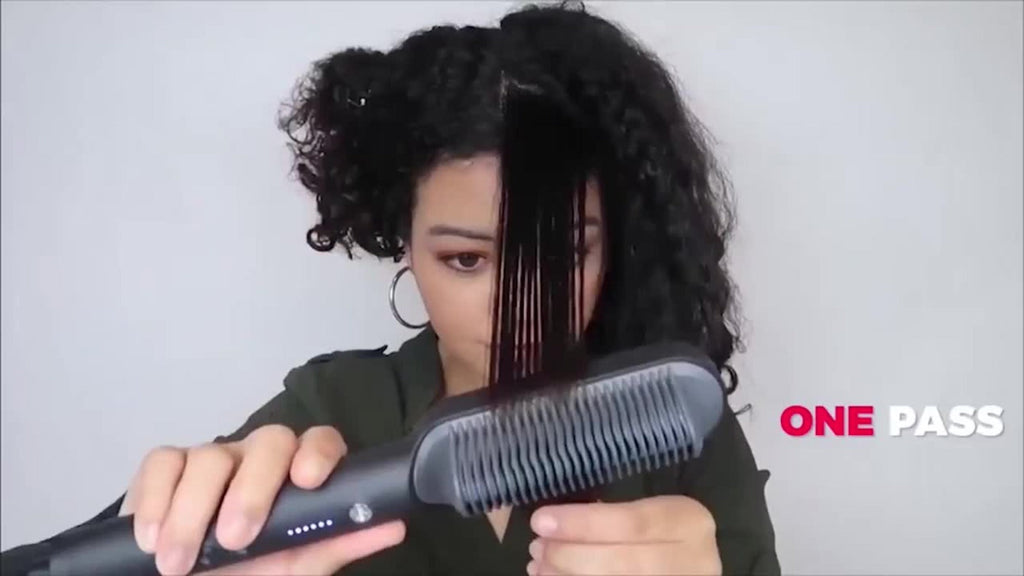 Hair Straightening Brush | 30-60 Sec Fast Heating | 3 Temperature Settings | Wide-Spaced Smooth Glide Teeth | Tangle-Free Anti-Winding Anti-Damage | Professional Hair Straightener Comb Gift for Women