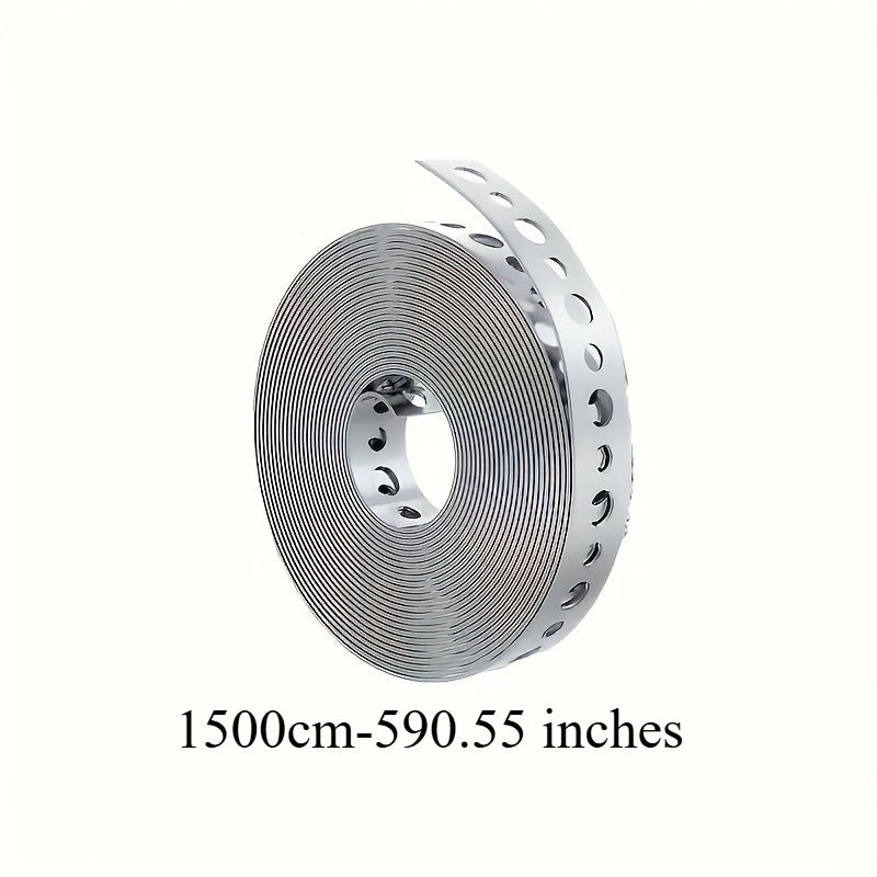 Galvanized Steel Pipe Support Bar with Pre-Drilled Holes - Heavy-Duty Corrosion-Resistant Hanging Rod for Plumbing HVAC Garage Workshop, Industrial Metal Tube Rack, 5m / 10m / 15m Options