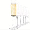 Champagne Flutes Set of 6 - Elegant 6.5oz Clear Glass Champagne Glasses, Reusable Stemmed Flutes for Birthday, Wedding, Christmas & Holiday Celebrations, Gift for Women & Men