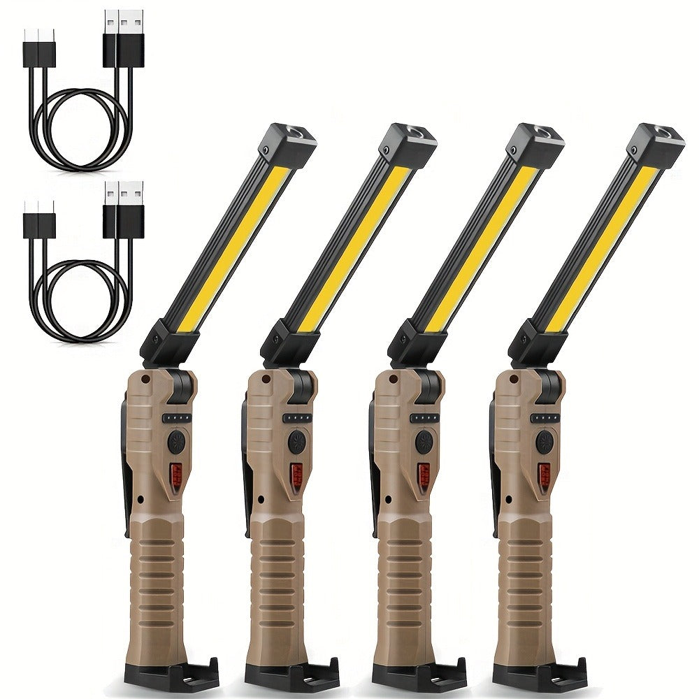 COB LED Work Light Magnetic Base Rechargeable USB 20000 Lumens 7 Modes 180¡ã Rotation Portable Hanging Flashlight with Built-in Battery Power Bank Function for Workshop Garage Car Repair 1/2/4 Pack