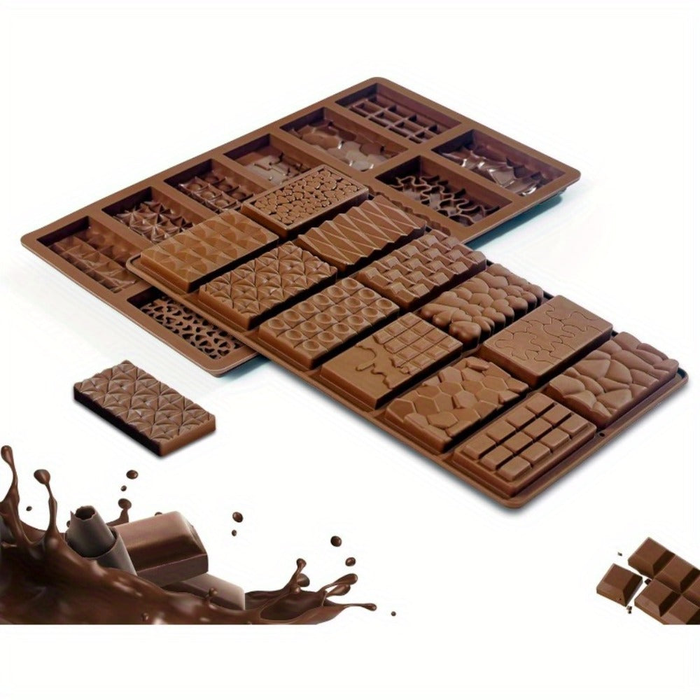 Silicone Chocolate Molds 3 Pack, 12 Cavity Food Grade BPA-Free Non-Stick Chocolate Bar Mold with Scraper, Easy Pop Out Candy Mold for Homemade Chocolate, Wax Melts, Soap, Valentine's Day, Thanksgiving