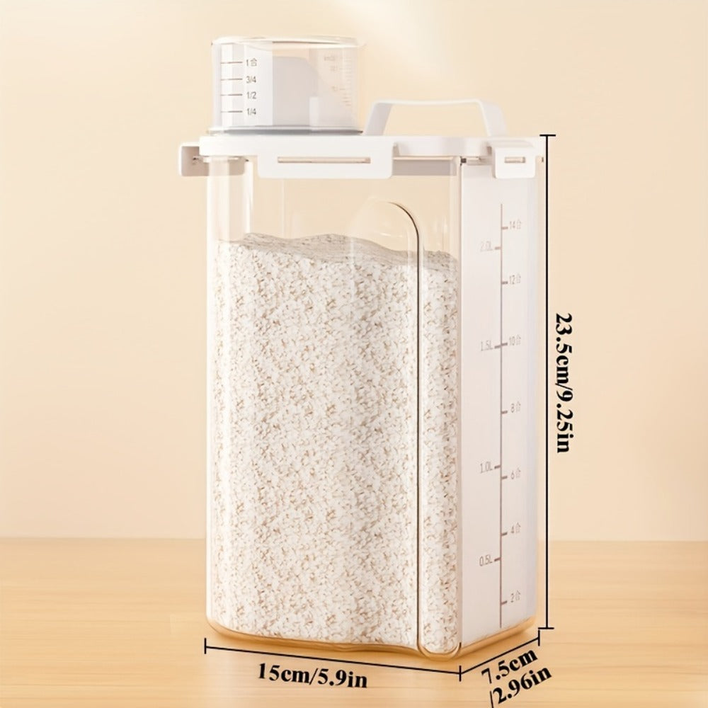 Airtight Grain Storage Containers 4pcs ¨C Transparent Plastic Food Storage Box with Flip Top Lid & Pouring Port for Rice Flour Dry Goods