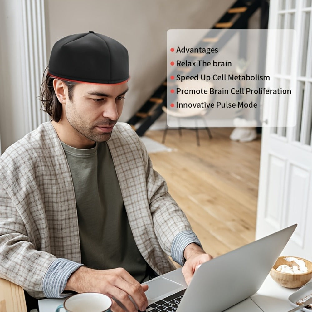 Red Light Therapy Cap for Hair Growth & Scalp Care ¨C 120 LEDs, 630nm Red Light & 820nm Near Infrared, Wearable LED Hair Therapy Helmet, Father's Day Gift for Men & Women, Black & Gray