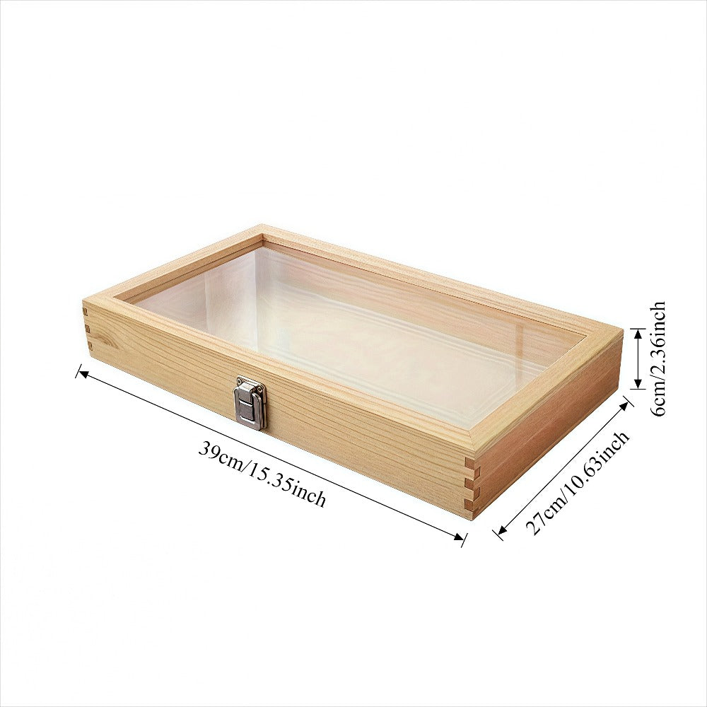 Lockable Wooden Display Storage Box with Acrylic Window ¨C Jewelry & Collectibles Organizer Drawer Box, Elegant Wood Finish, Clear Viewing Panel, Gift Box