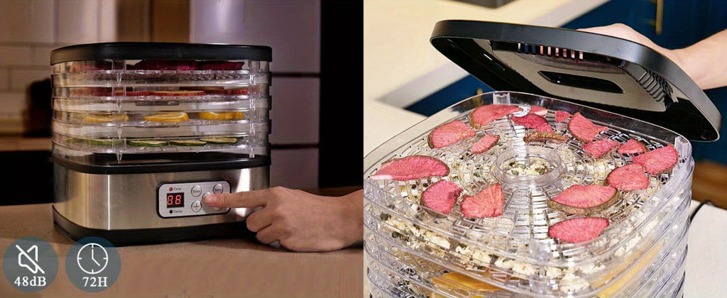 Food Dehydrator Machine 5 Tray BPA Free 240W LED Digital Touchscreen Adjustable Temperature 95-158F 72H Timer for Jerky Fruit Herbs Dog Treats Snacks Electric Food Dryer with Recipe Book