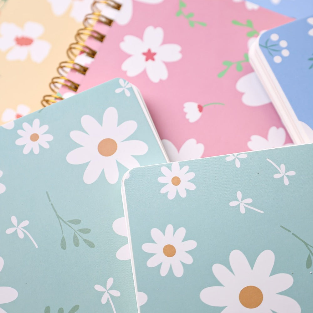 A6 Spiral Notebooks 8 Pack - Floral Design College Ruled Journals with Tear-Off Pages | Portable Memo Pads for Students & Office | Gift Set