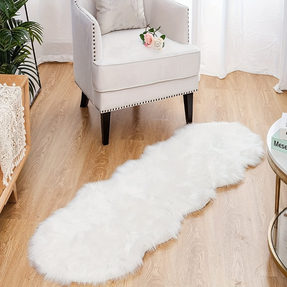 Soft Fluffy Wavy Area Rug Imitation Plush Carpet for Living Room Bedroom Modern Decorative Non-Slip Floor Mat Multi-Size Options