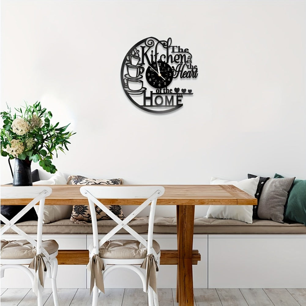 Coffee Vinyl Record Wall Clock Silent, Decorative Coffee Cup Design Clock for Kitchen Living Room Bedroom, Unique Home Decor Gift for Coffee Lovers Christmas Birthday