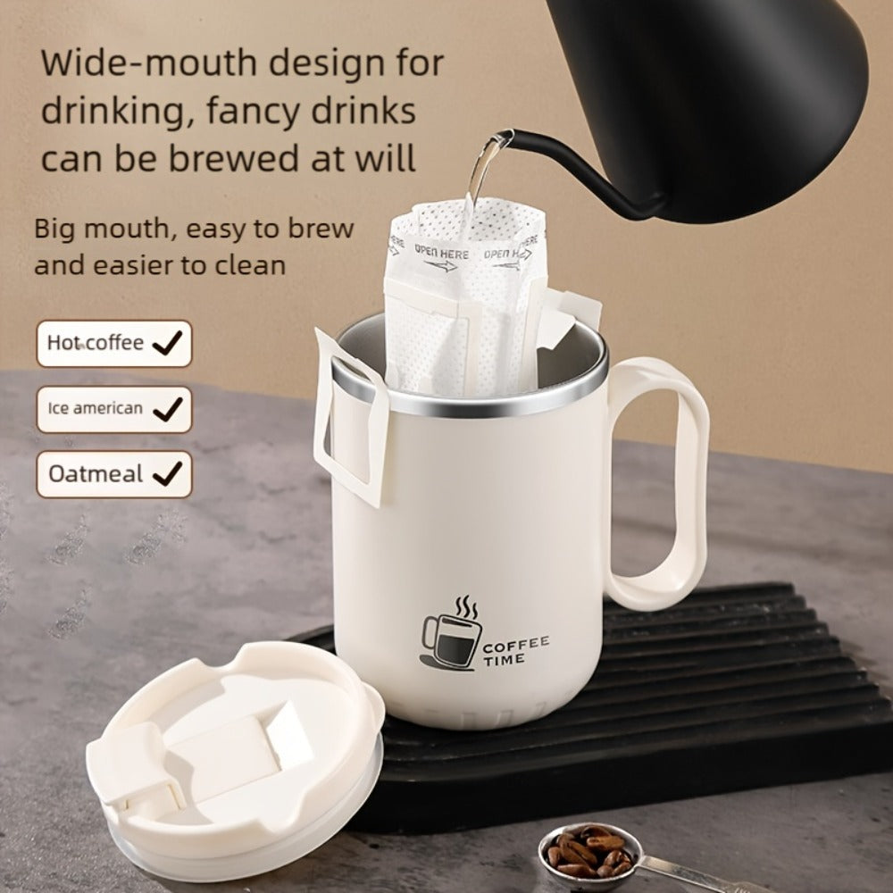 Stainless Steel Travel Mug Valentine's Letter Print Double Wall Insulated Coffee Cup Leak-Proof Lid 500ml Office Home Travel