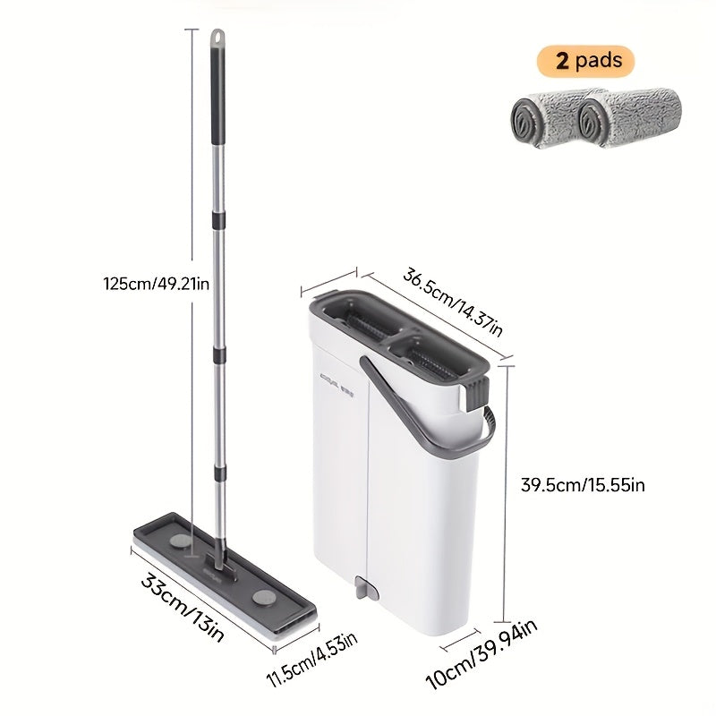Spin Mop and Bucket Set with Wringer 360¡ã Flat Mop Washable Microfiber Pads Long Handle for Hardwood Tile Laminate Floors Walls Windows Home Kitchen Bathroom