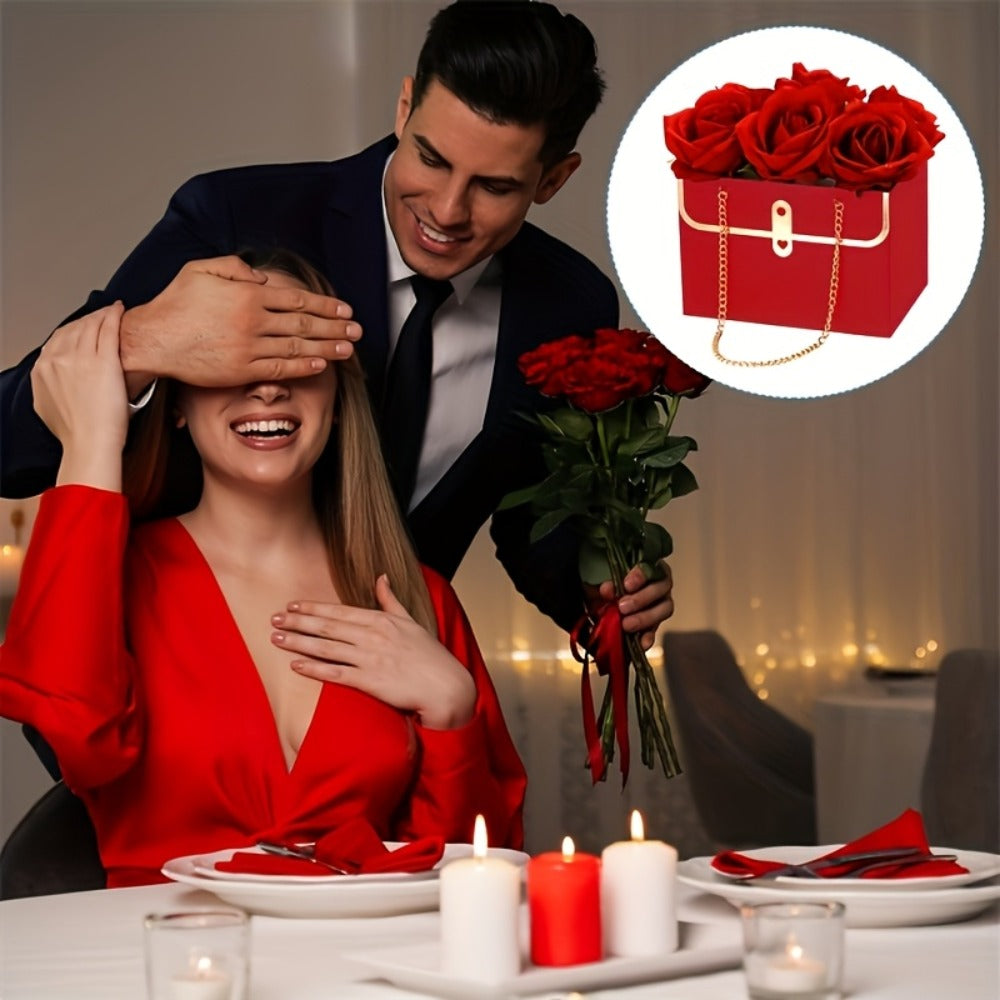 Paper Flower Bouquet Gift Bags with Metal Chain Handle Bulk ¨C 12/24/36/48 Pcs Tote Bags for Wedding Party Birthday Florist Graduation Holiday Colorful Gift Wrapping