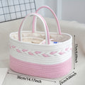Boho Rope Storage Basket Woven Foldable Organizer 14¡± Large Capacity - Removable Lining Striped Shelf Basket with Handle for Home Bedroom Living Room Laundry Decor
