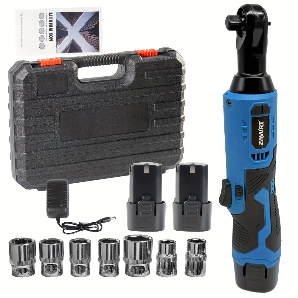 Cordless Electric Ratchet Wrench Set 12V - 45Nm High Torque 3/8¡± Rechargeable Ratchet Wrench with Battery, Charger & Toolbox for Automotive Repair, Angle Frame Installation & Home Improvement (4 Colors)