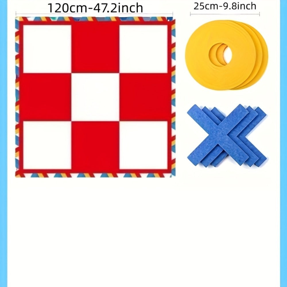 Large Outdoor Chess Board Game Set ¨C Giant Checkerboard with Chess Pieces & Storage Bag, Multiplayer Team Game for Indoor Outdoor Camping, Family Backyard Fun, Holiday Party Game, Red & Blue