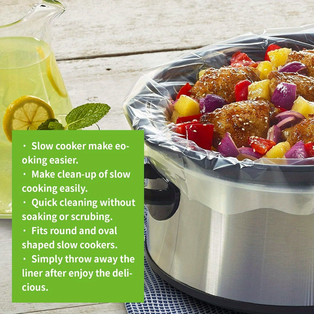 Slow Cooker Liners 14x22 Inch Disposable Cooking Bags 30 Count Fit 6 to 10 Quart Oval and Round Crock Pot Liners Food Safe BPA Free Easy Cleanup for Holiday Cooking