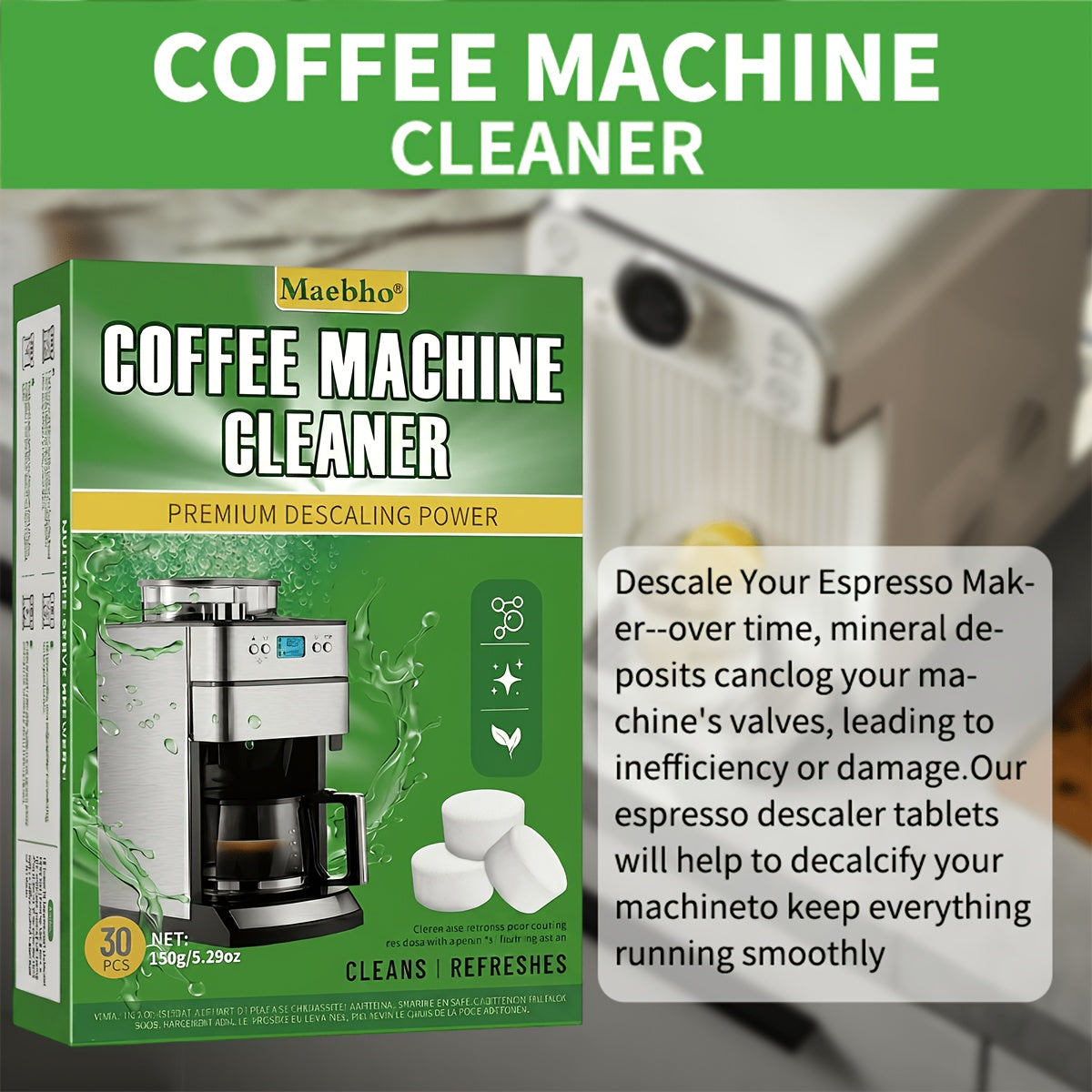 Cleaning Tablets ¨C Lemon Scented Toilet Cleaner Tablets for Stain & Urine Removal, Deodorizing Bowl Cleaner | Coffee Machine Cleaning Tablets for Deep Descaling & Stain Removal
