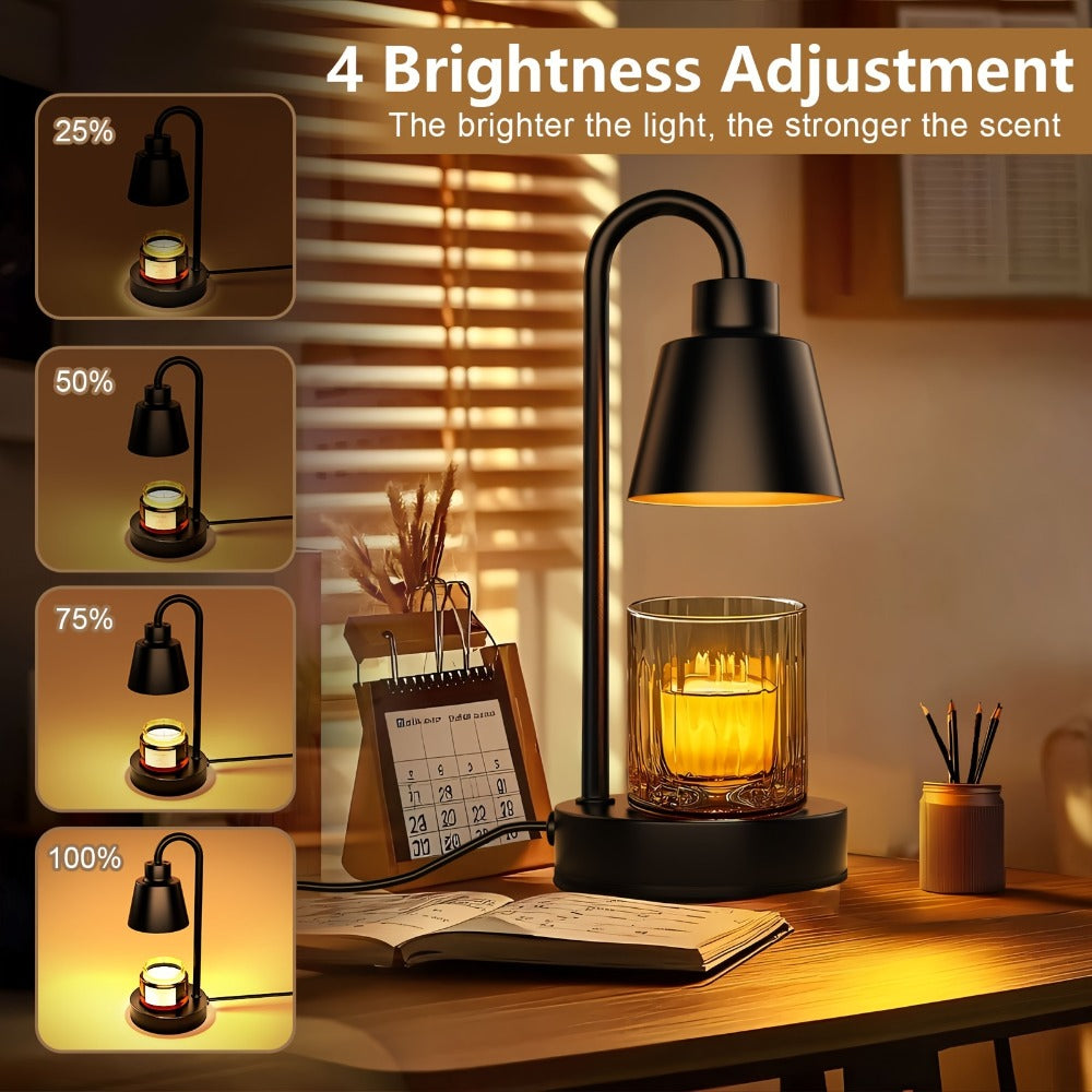 Wax Melt Warmer Lamp 2 Pack Upgraded Height Adjustable with Timer Dimmable Light Polished Metal Finish Electric Candle Jar Warmer for Bedroom Home Decor Cozy Aesthetic Gift for Women Christmas Valentine