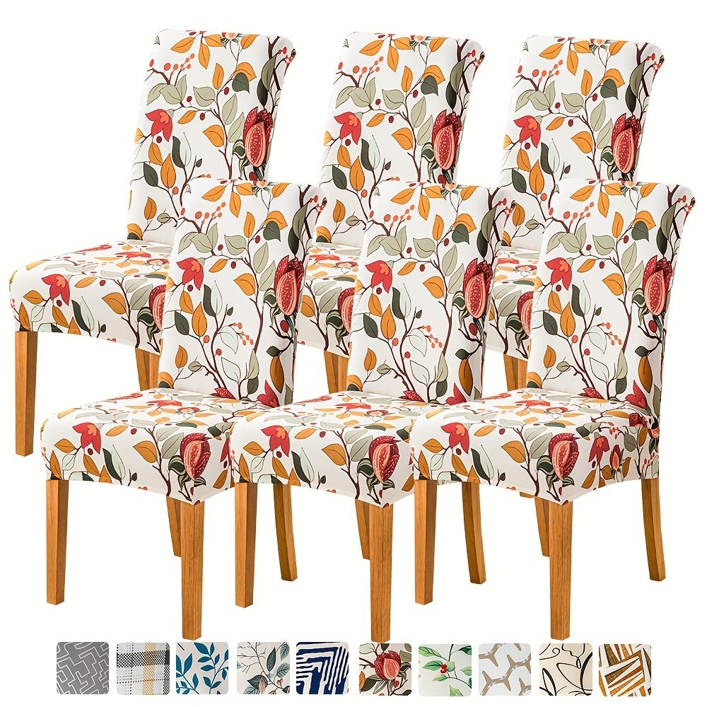 Dining Chair Covers Slipcovers Set of 4 or 6 - Spandex Stretch Milk Velvet Removable Washable Parsons Chair Protector | Anti-Slip Elastic Band | Multiple Prints | Kitchen Dining Room Hotel Ceremony