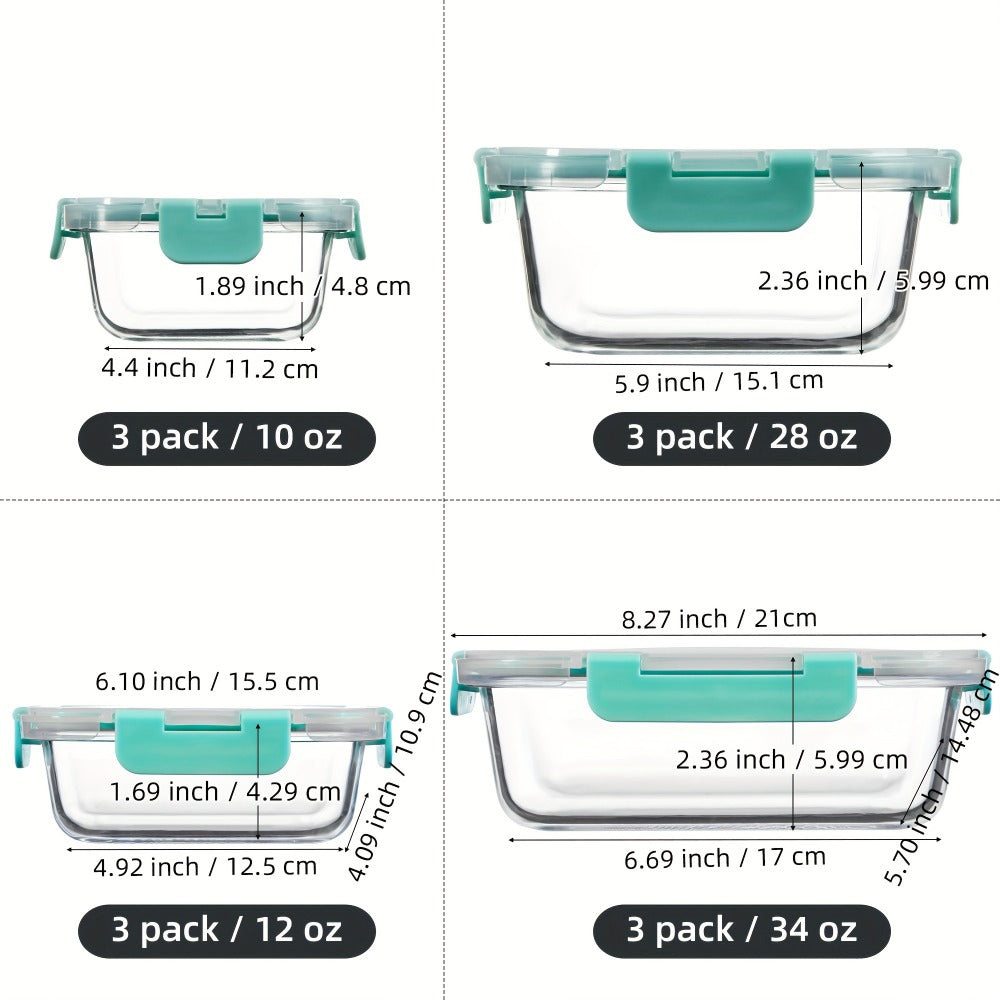 Glass Food Storage Containers with Airtight Lids - Borosilicate Glass Meal Prep Containers Set, Microwave Dishwasher Freezer Safe, BPA Free, Leak Proof Lunch Containers for Kitchen