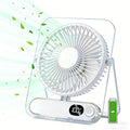 Desk Fan Portable USB Rechargeable 3000mAh Battery 5-Speed Adjustable 180 Degree Foldable Ultra Quiet Digital Display Acrylic for Home Office Travel Lightweight Cooling Fan