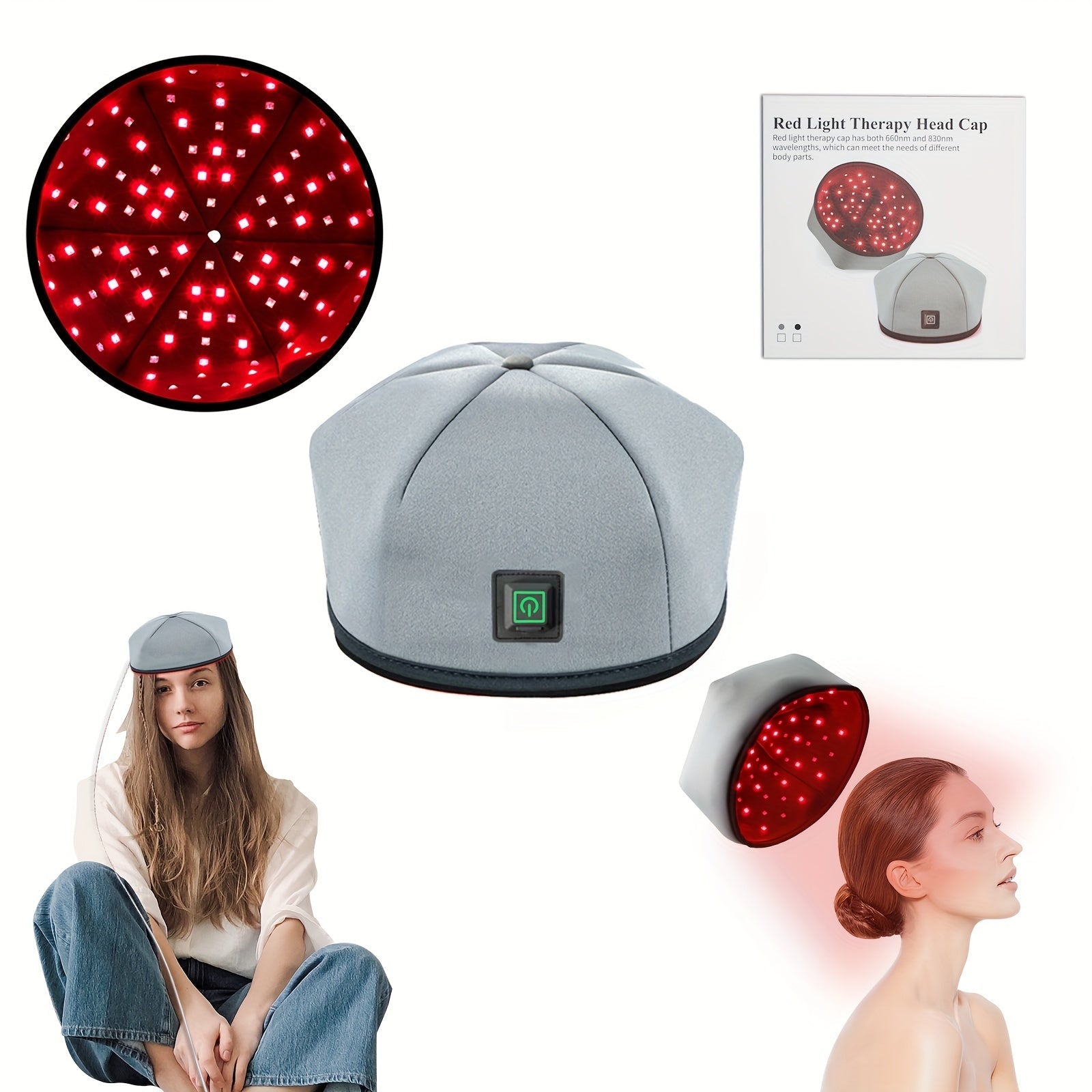 Red Light Therapy Cap for Hair Growth & Scalp Care ¨C 120 LEDs, 630nm Red Light & 820nm Near Infrared, Wearable LED Hair Therapy Helmet, Father's Day Gift for Men & Women, Black & Gray