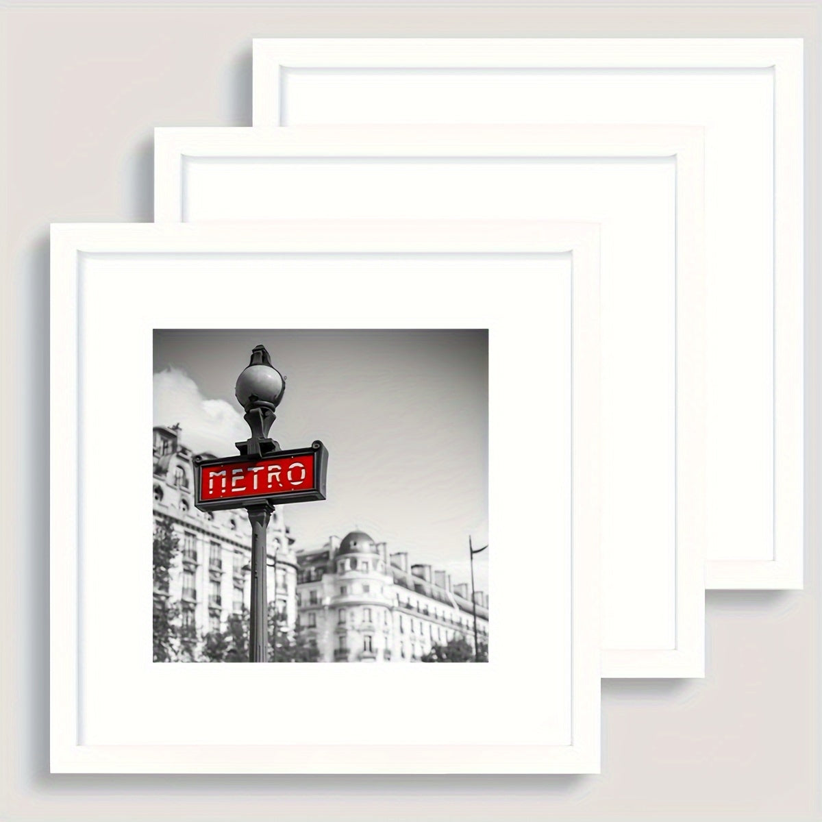 Square Photo Frames Set of 3, Black White 8x8 12x12 Inch Wall Hanging Picture Frames for Living Room Hallway Gallery Wall, Holiday Gift for Friends Family Home Decor