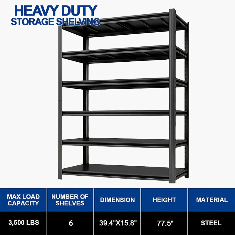 Heavy Duty Metal Shelving Unit 5-Tier - Powder-Coated Steel Storage Rack, 2500 LBS Capacity, Adjustable Height, No-Tool Assembly, for Garage, Basement & Warehouse Organization