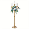 Floor Candle Holder 48.7-Inch Tall, Cone Candle & Floral Centerpiece Stand ¡ª Metal Bracket for Wedding, Party, Event, Living Room, Halloween & Christmas Decoration | Gold