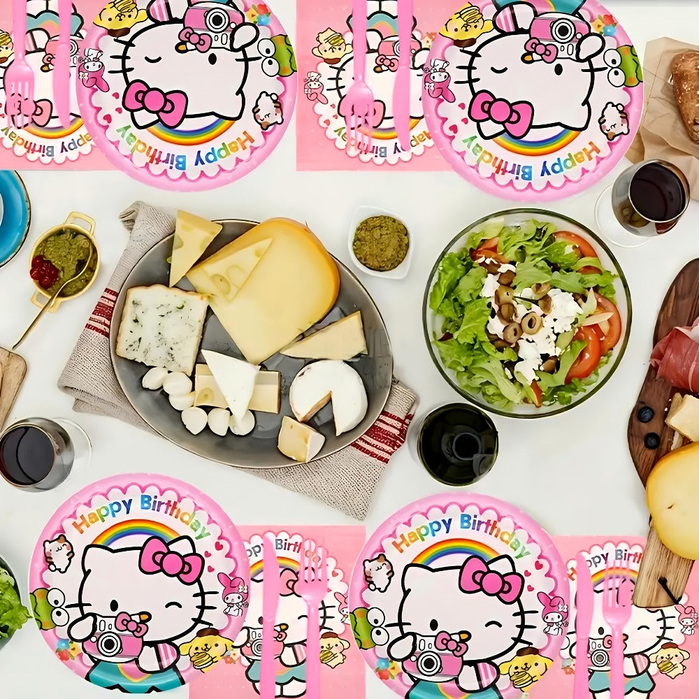 Hello Kitty Birthday Party Decorations 139-Piece Set ¨C Sanrio Pink Tablecloth Dinnerware Balloon Kit for Girls Kids Party Supplies Complete Bundle