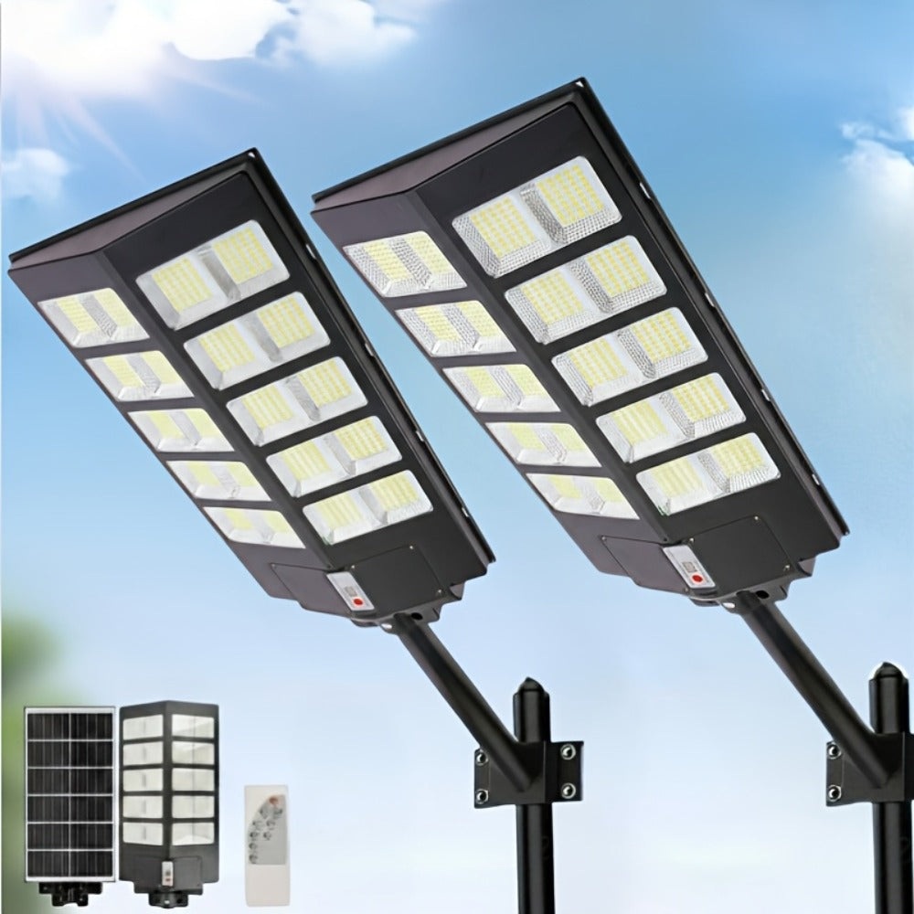 Solar Street Lights Outdoor 800 LED IP54 Waterproof with Motion Sensor ¨C 6500K Dusk to Dawn Flood Light, Remote Control, Adjustable Brightness & Timer for Parking Lot Yard Garage Driveway Rural Area