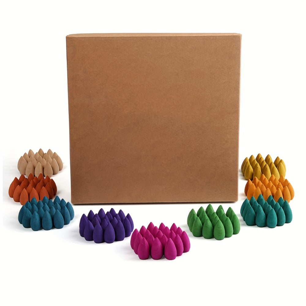 Backflow Incense Cones 360pcs Waterfall Smoke Effect Natural Scents Rose Jasmine Lavender Tulip for Incense Burner Meditation Yoga Gift