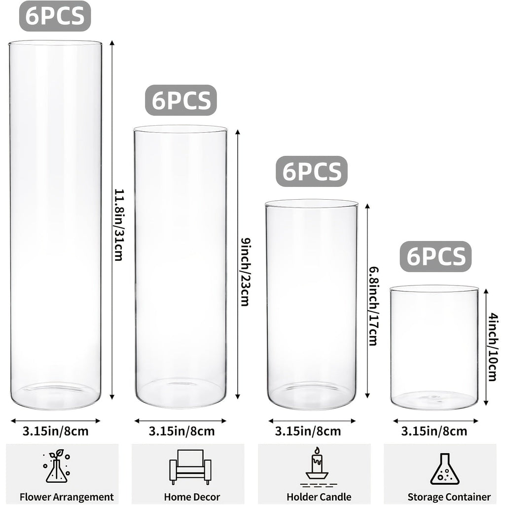 Clear Cylinder Glass Vases Set Wedding Centerpieces Home Decor