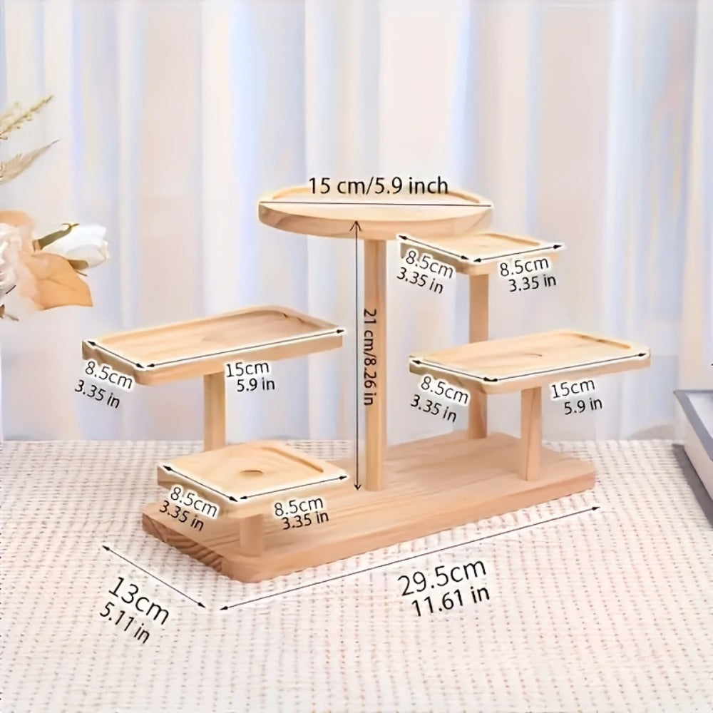 Tiered Wooden Display Stand Libra Balance Scale Style ¨C Multi-Level Storage Organizer Shelf for Jewelry Crystals Snacks Home Decor Countertop