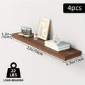 Floating Shelves Wall Mounted Set of 4 - 22 Inch Wall Shelves with Invisible Brackets for Bathroom Living Room Bedroom Kitchen Decor, Walnut Black White White Oak Light Brown
