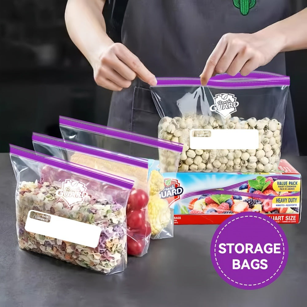 Reclosable Food Storage Bags Heavy Duty Ziplock Seal Fresh-Keeping Bags for Fruits Vegetables Grains Meat Kitchen Organizer Multiple Sizes 0.25 Gal 1 Gal 2 Gal