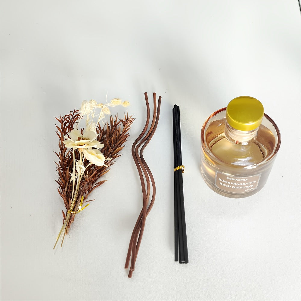 Reed Diffuser Set with Dried Flowers ¨C Jasmine, Cedar, Sandalwood & Gardenia Scents, 120ml 90-Day Long-Lasting Home Fragrance