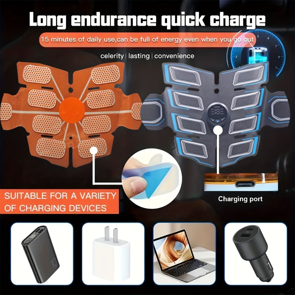 EMS Muscle Stimulator Fitness Massage Belt 6 Modes 18 Intensity Levels USB Rechargeable Low Frequency Physiotherapy Abdominal Toning Body Massager
