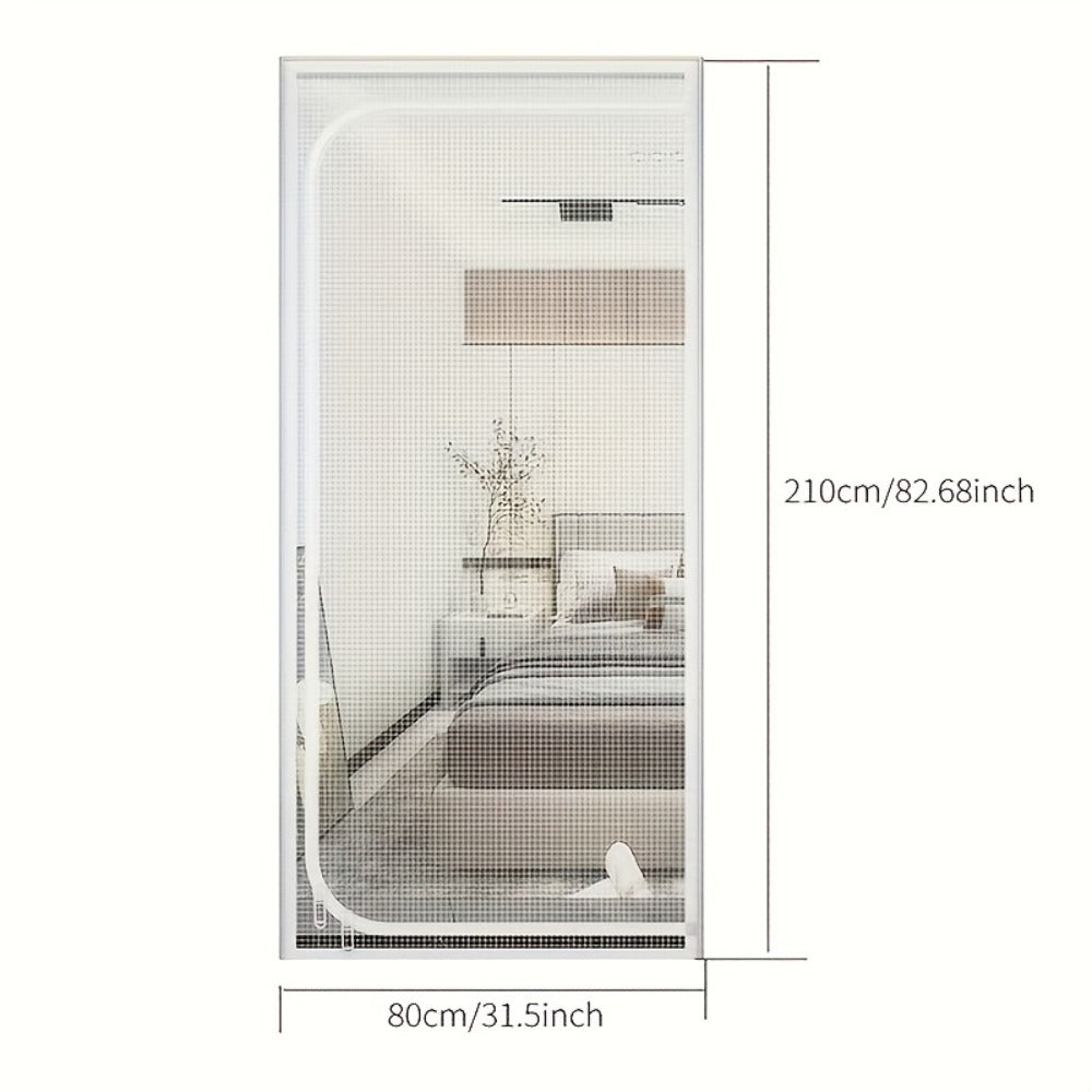 Cat Proof Door Curtain Pet Gate - Double Stitched Durable Scratch-Resistant Screen, Indoor Cat Barrier Door Cover for Doorways, Multiple Sizes, White & Black, Keep Cats In or Out of Rooms